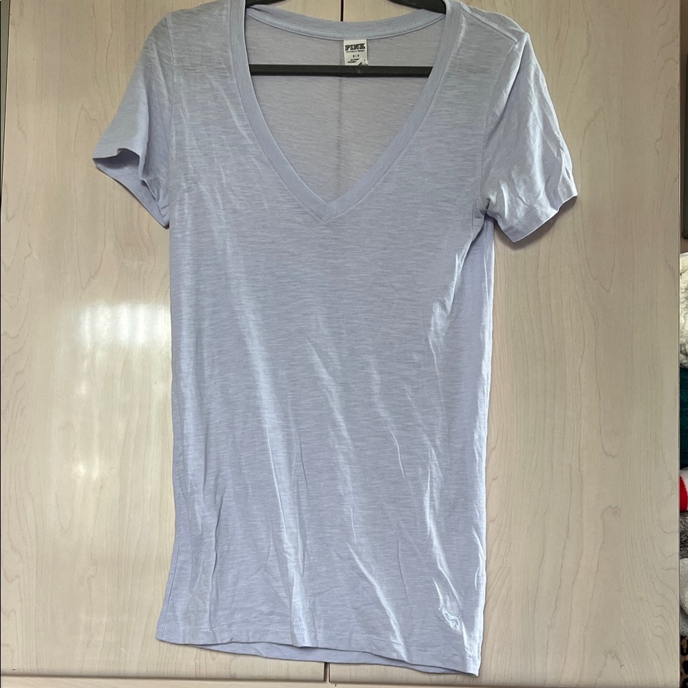 Victoria's Secret Light Blue V-Neck Tee